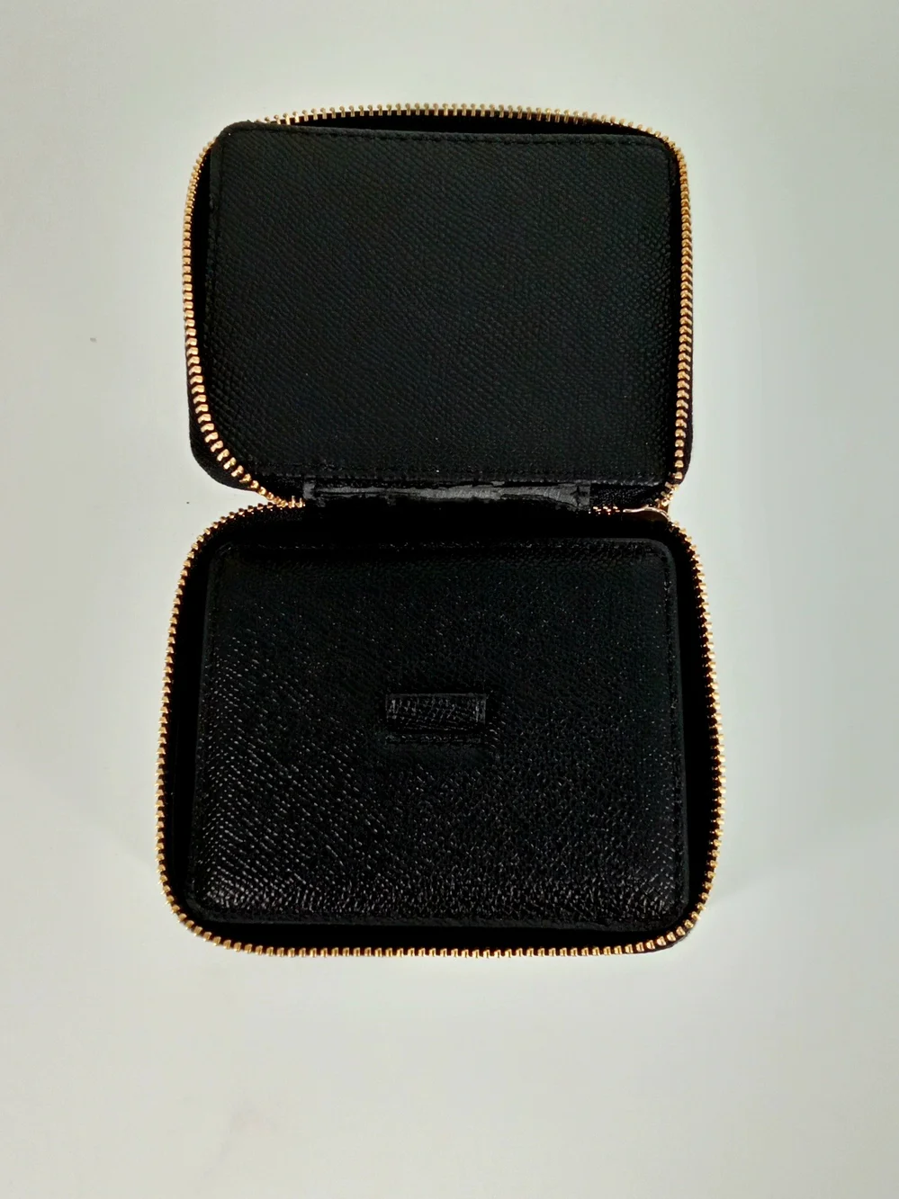 Coach Black Leather Zip Jewelry Case with Gold Hardware